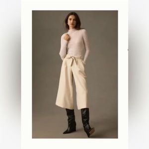 Anthropologie tie waist culottes, light sand, size 14. New with tags.